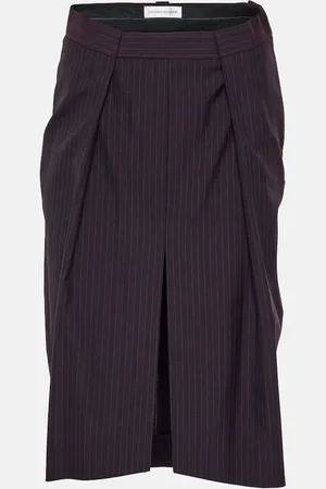 Victoria Beckham Herringbone chalk stripe midi skirt