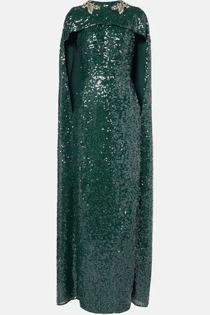 Erdem Sequined georgette caped gown