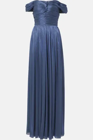 Costarellos Ruched off-shoulder gown