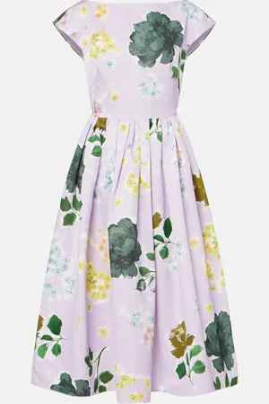 Erdem Floral cotton-blend faille midi dress