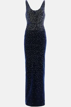 ALEX PERRY Singlet crystal-embellished velvet gown