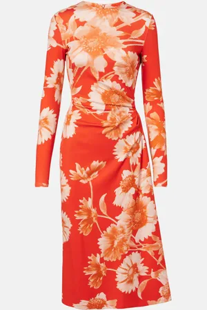 Erdem Floral draped ponte jersey midi dress