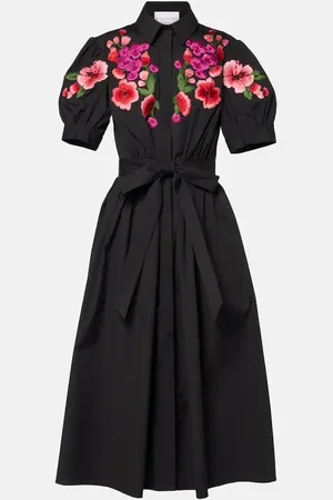 Carolina Herrera Floral embroidered cotton-blend shirt dress