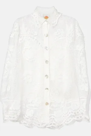 Farm Rio Swan Lake guipure shirt