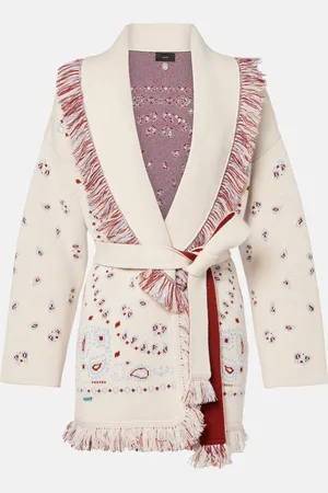 Alanui Bandana cashmere jacquard wrap cardigan
