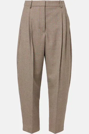 Stella McCartney Houndstooth cropped wool wide-leg pants