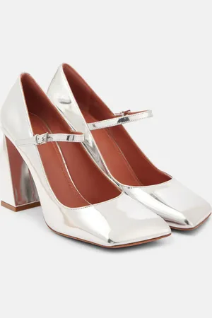 Amina Muaddi Charlotte 95 leather Mary Jane pumps