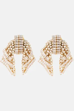 Alessandra Rich Bow crystal-embellished earrings