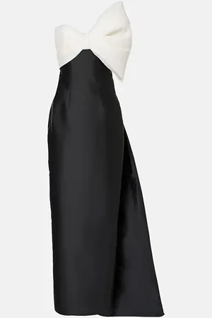 MONIQUE LHUILLIER Bow-detail asymmetric draped gown