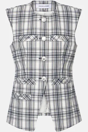 VERONICA BEARD Tamara plaid cotton-blend vest