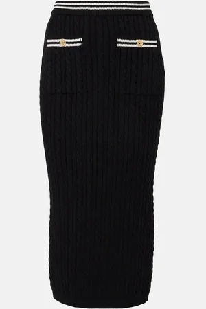 Alessandra Rich Cable-knit cotton midi skirt