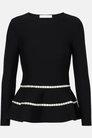 Carolina Herrera Knitted faux pearl-embellished wool-blend top