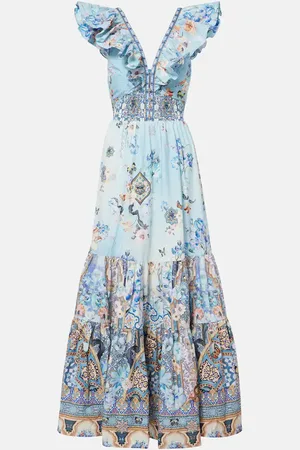 Camilla Shirred floral cotton maxi dress