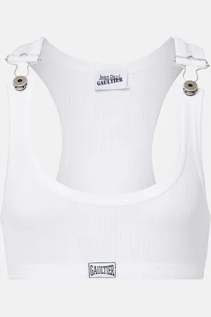 Jean Paul Gaultier Ribbed-knit cotton jersey bra top