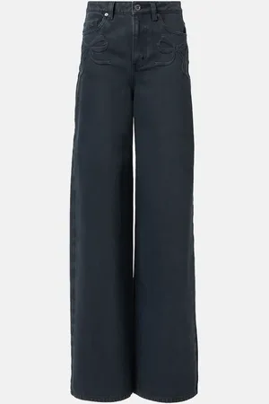 Self-Portrait Bow-detail mid-rise wide jeans