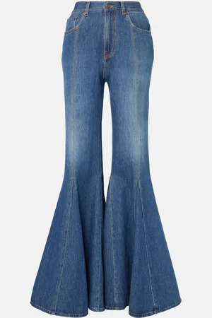 Chloé ChloÃ© Leather-trimmed flared jeans
