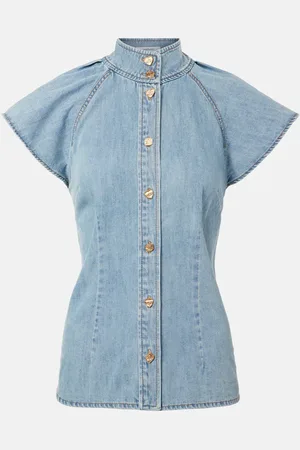 ZIMMERMANN Crush Flutter Sleeve denim shirt