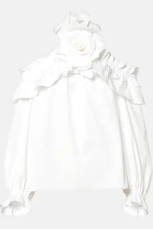 Carolina Herrera Floral halterneck cotton-blend top