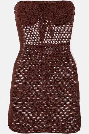 ANNA KOSTUROVA Floral crochet cotton bustier dress