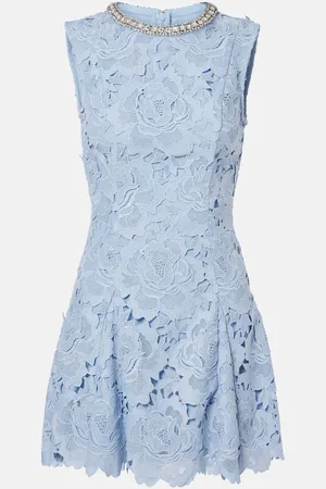 Self-Portrait Embellished floral lace minidress