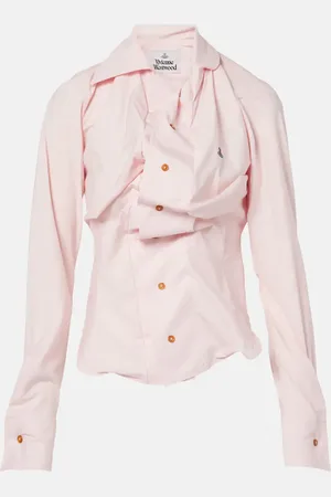 Vivienne Westwood Orb gathered asymmetric cotton shirt
