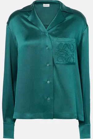Loewe Anagram silk satin pajama shirt