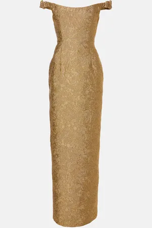 Markarian Yolanda floral off-shoulder brocade gown