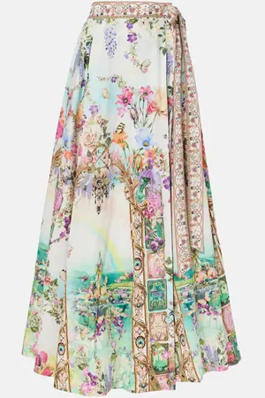 Camilla Printed cotton wrap skirt