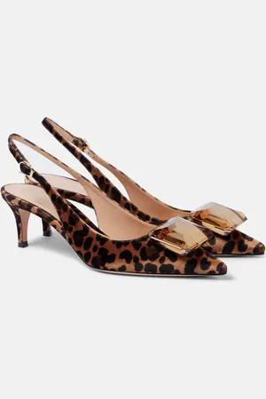 Gianvito Rossi Jaipur 55 leopard-print velvet slingback pumps