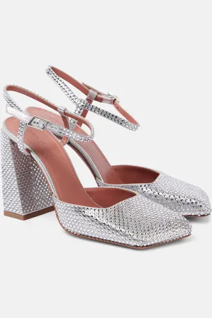 Amina Muaddi Charlotte crystal-embellished satin pumps