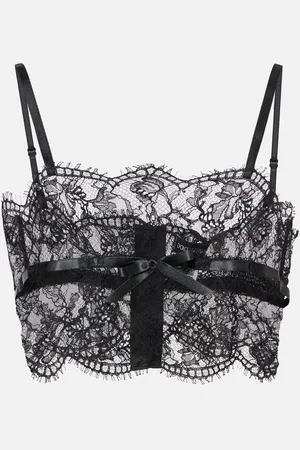 Dolce & Gabbana Bow-detail cotton-blend lace bralette