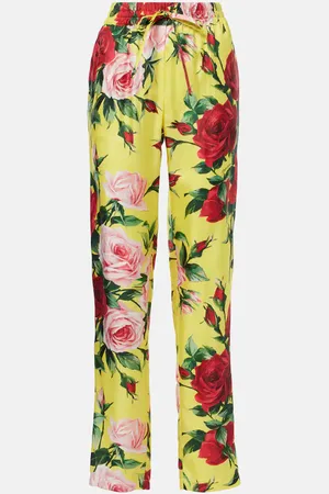 Dolce & Gabbana Floral silk straight pants