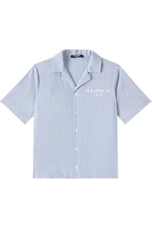 Balmain Logo pinstripe cotton-blend shirt