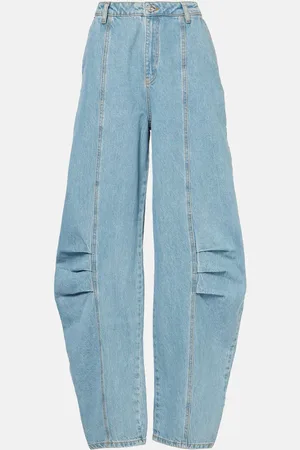 ROTATE High-rise barrel-leg jeans