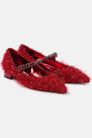 Jimmy Choo Bing tinsel-embellished Mary Jane flats