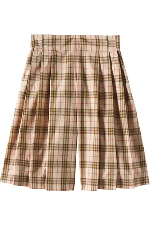 Burberry Burberry Check pleated cotton Bermuda pants