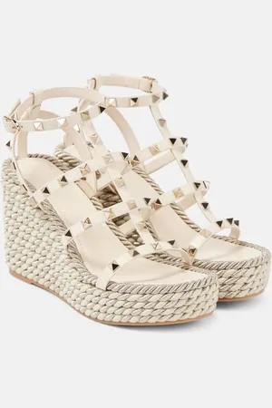 VALENTINO GARAVANI Rockstud Torchon 95 espadrille wedges