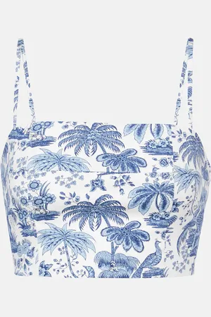 Staud Federico printed cotton crop top
