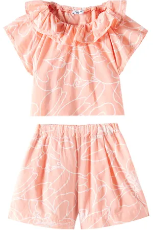 Il gufo Baby cotton muslin top and shorts set