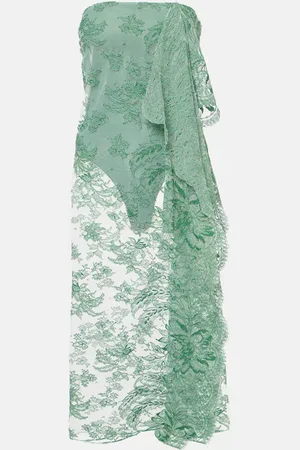 CHRISTOPHER ESBER Strapless floral lace midi dress