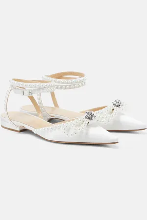 Mach & Mach Double Bow embellished satin ballet flats