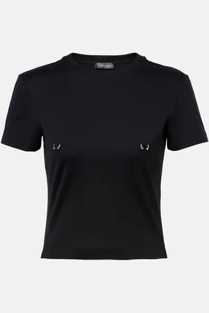 MUGLER Ruched cotton top