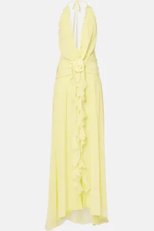 BLUMARINE Halterneck silk georgette maxi dress