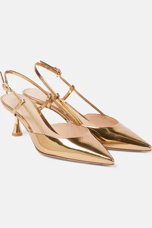 Gianvito Rossi Ascent 55 metallic leather slingback pumps