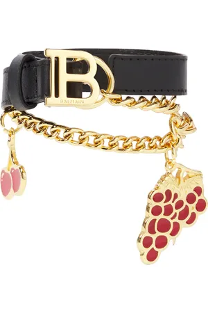 Balmain Chain-detail leather belt