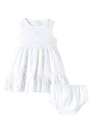 Il gufo Baby floral cotton dress and bloomers set