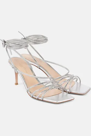 Gianvito Rossi 70 embellished metallic leather sandals