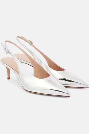 Gianvito Rossi 55 metallic leather slingback pumps