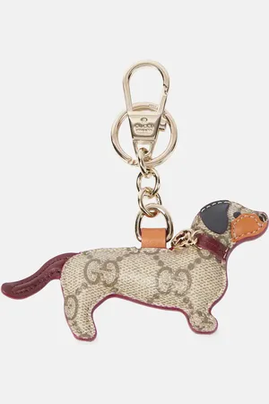 Gucci GG Canvas leather-trimmed keychain