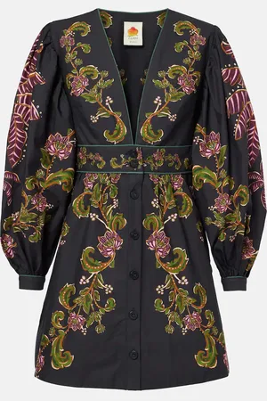Farm Rio Ravenala floral cotton shirt dress